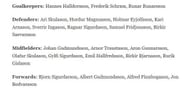 Iceland's squad for the World Cup